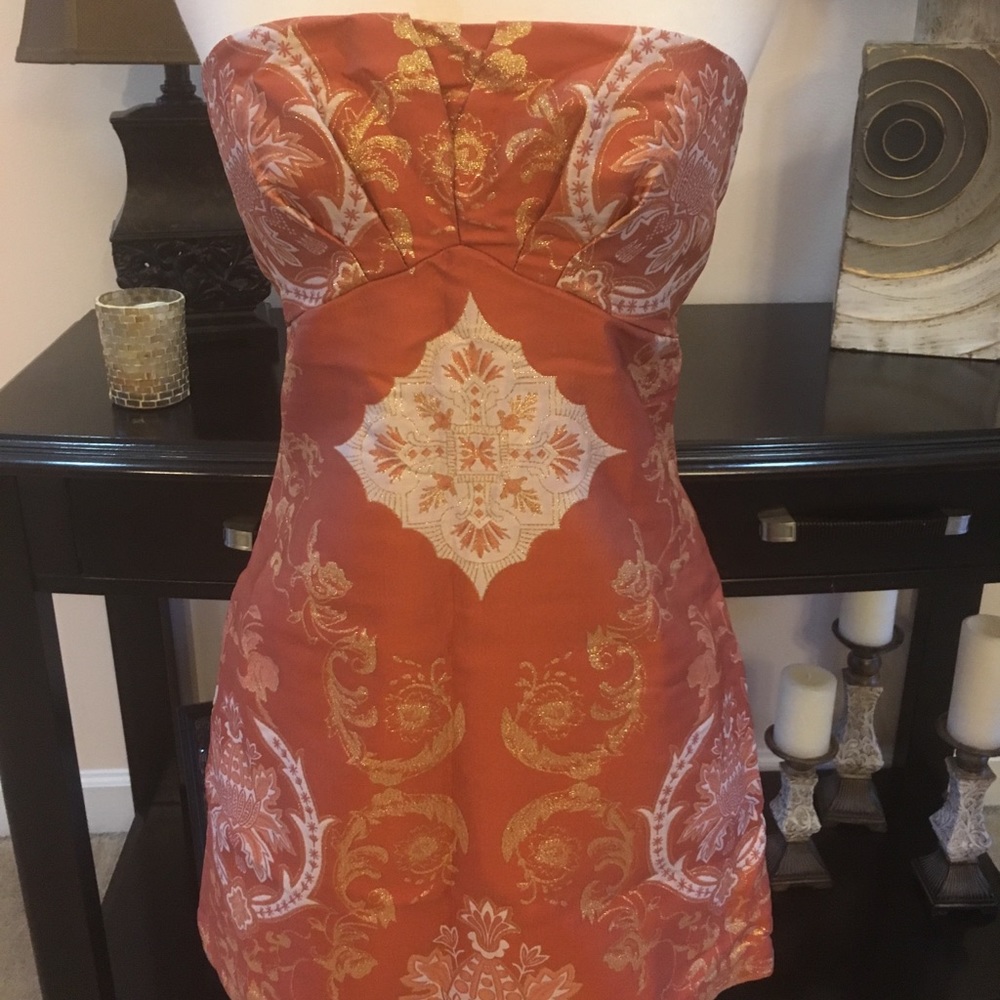 Free people patterned strapless mini dress - Picture 4 of 8